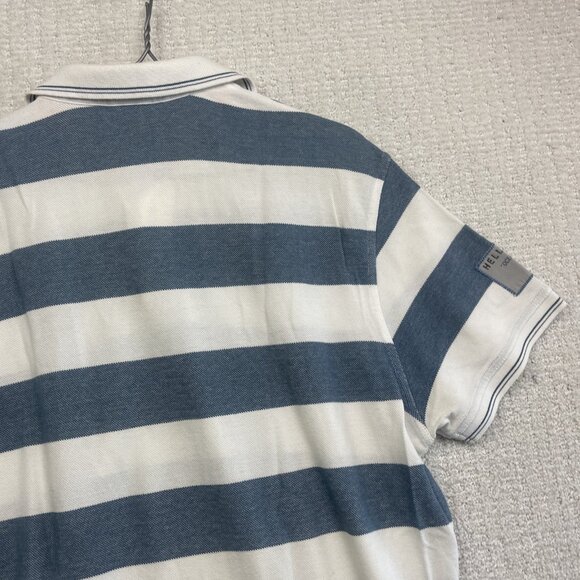 Helly Hansen Ocean Race Polo Shirt Men Sz L Blue White Striped Nautical Sailing - Picture 16 of 16